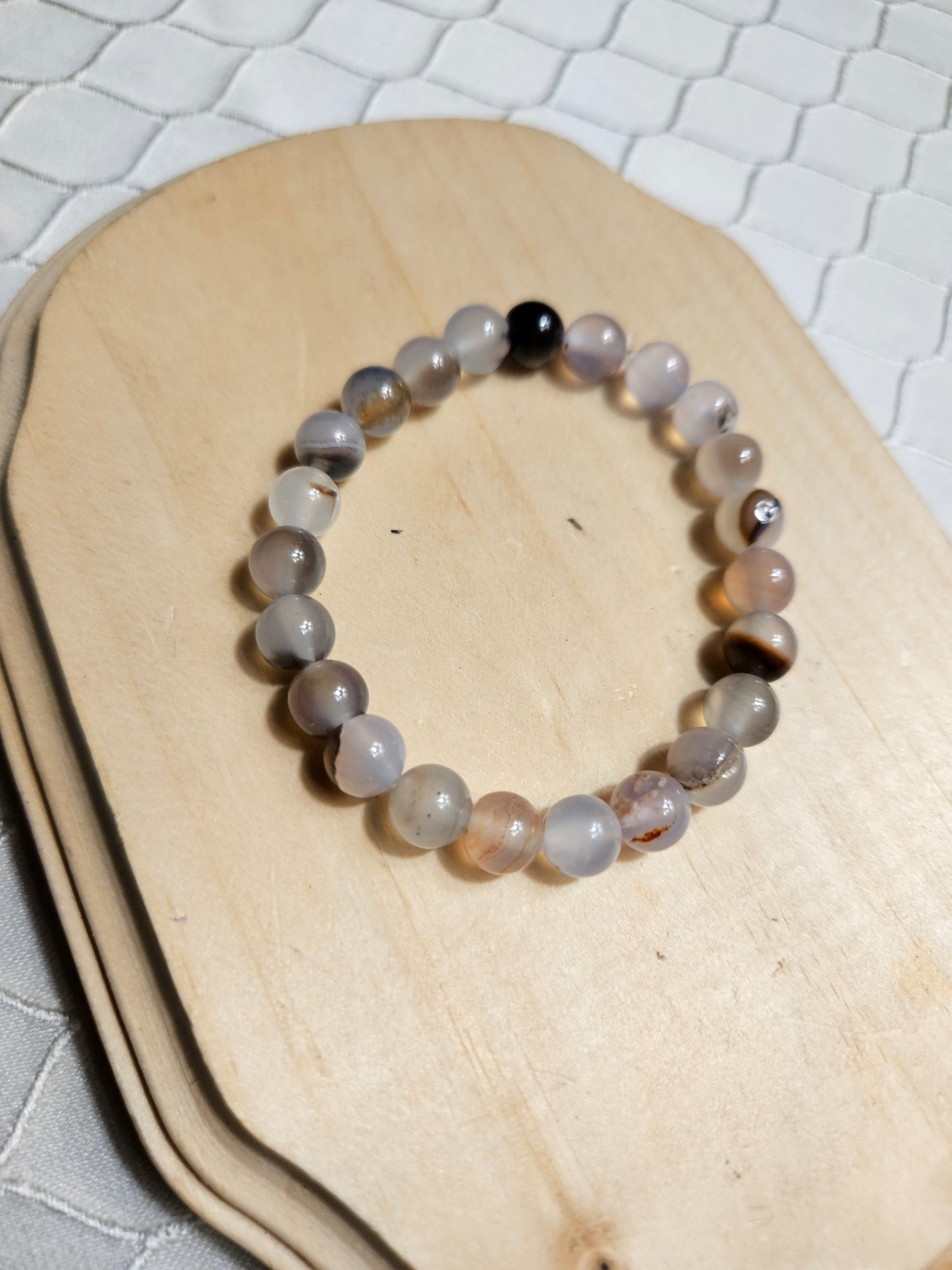 Floral Agate Crystal Beaded Bracelet