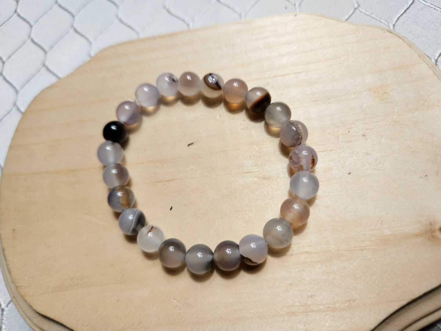 Floral Agate Crystal Beaded Bracelet