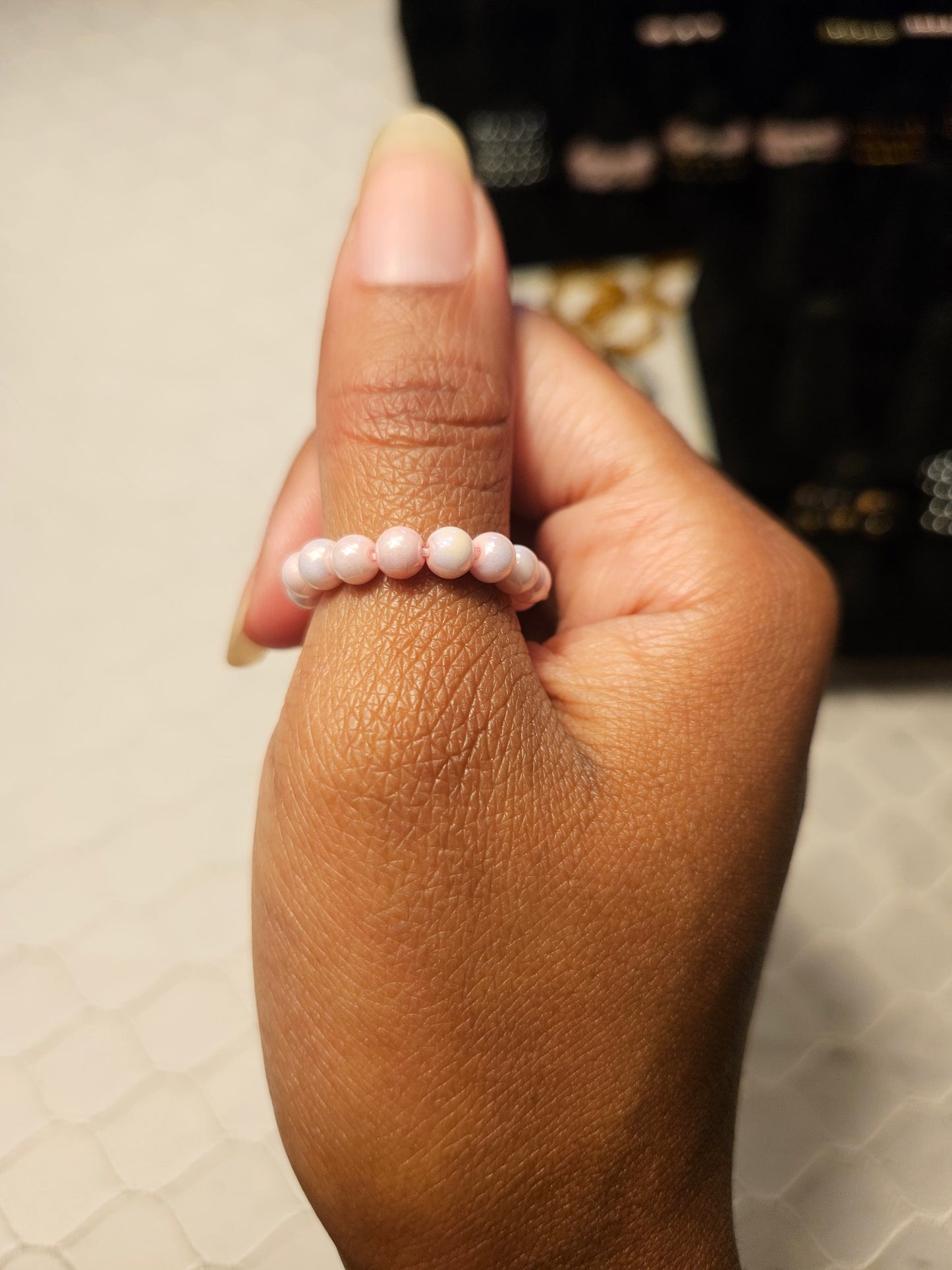 Pink Glass beaded Ring