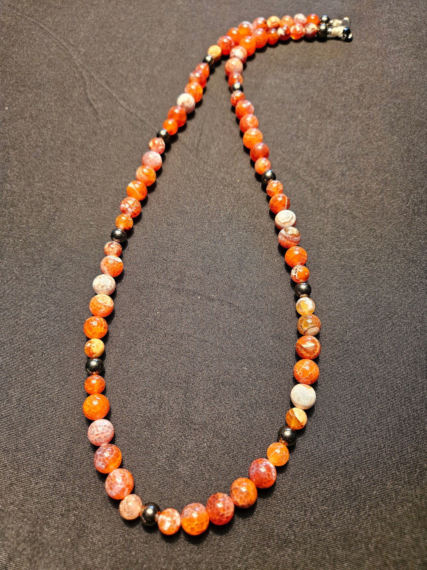 Fire Agate Crystal Beaded Necklace