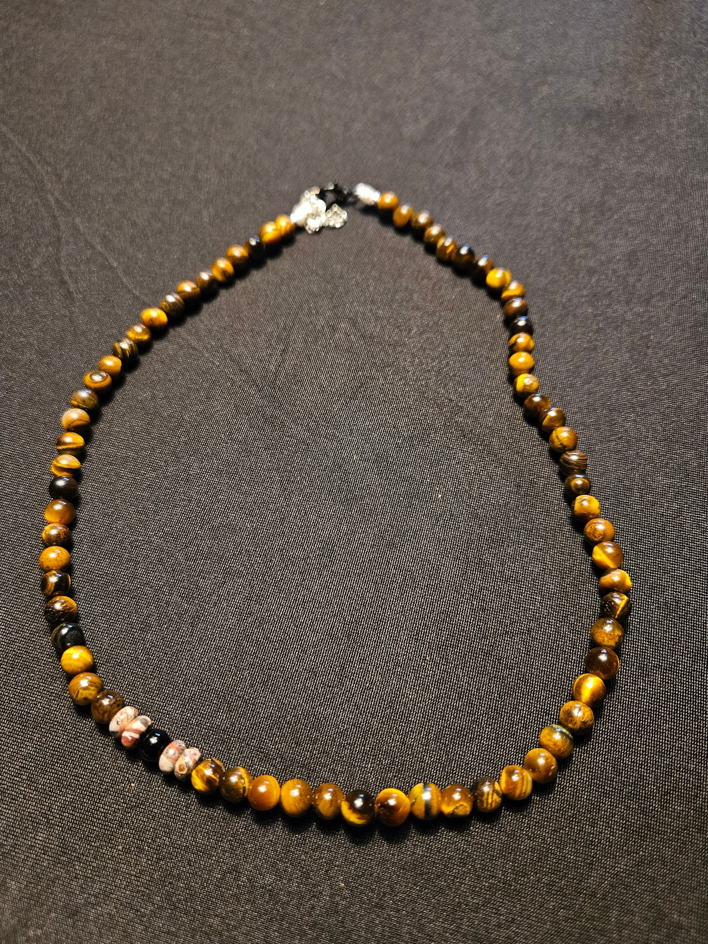 Tiger's Eye Crystal Beaded Necklace (with charm)