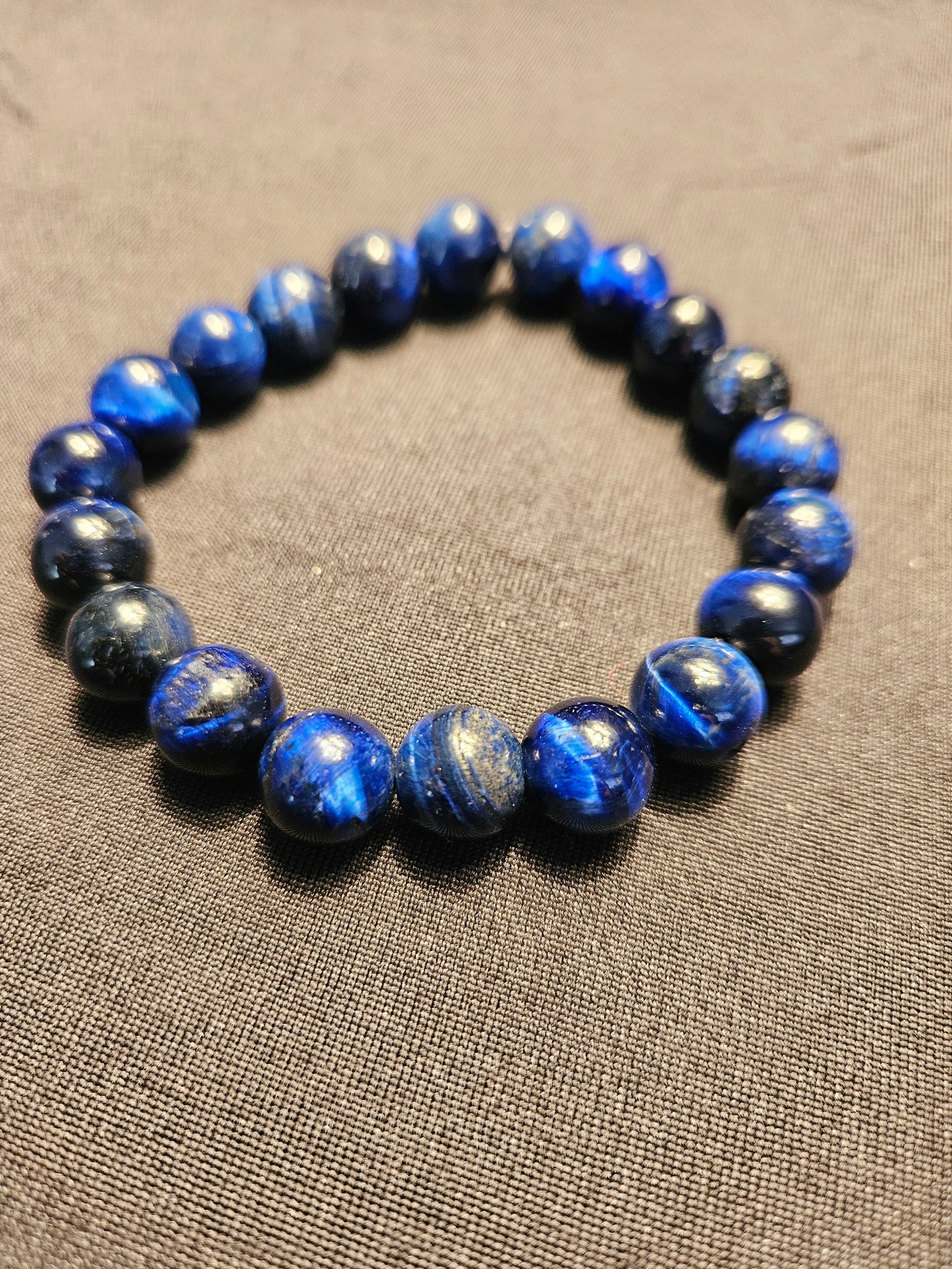 Blue Tiger's Eye Crystal Beaded Bracelet