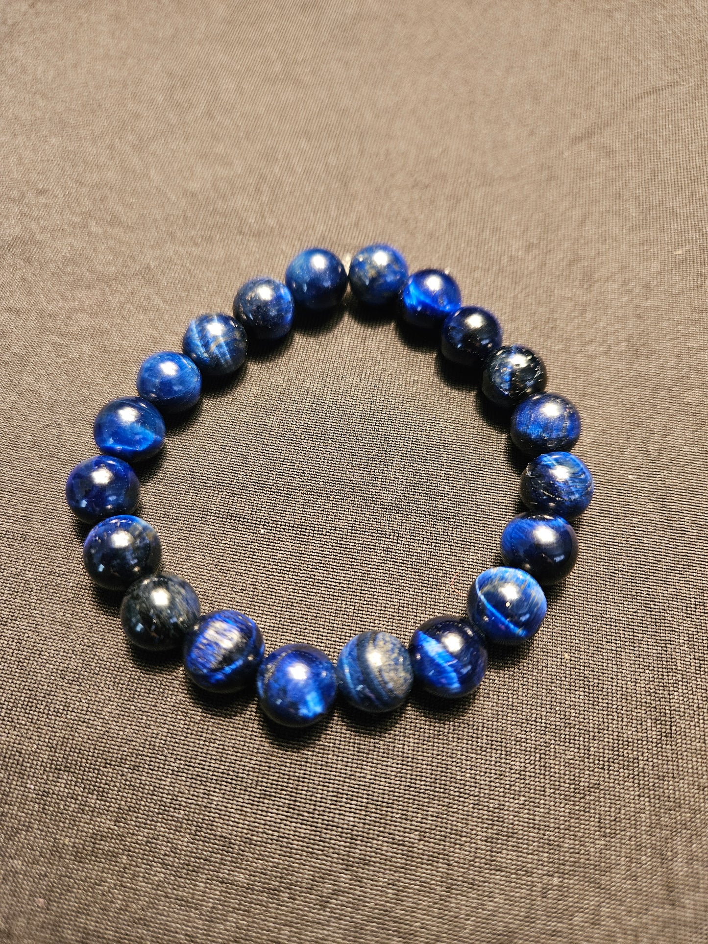 Blue Tiger's Eye Crystal Beaded Bracelet