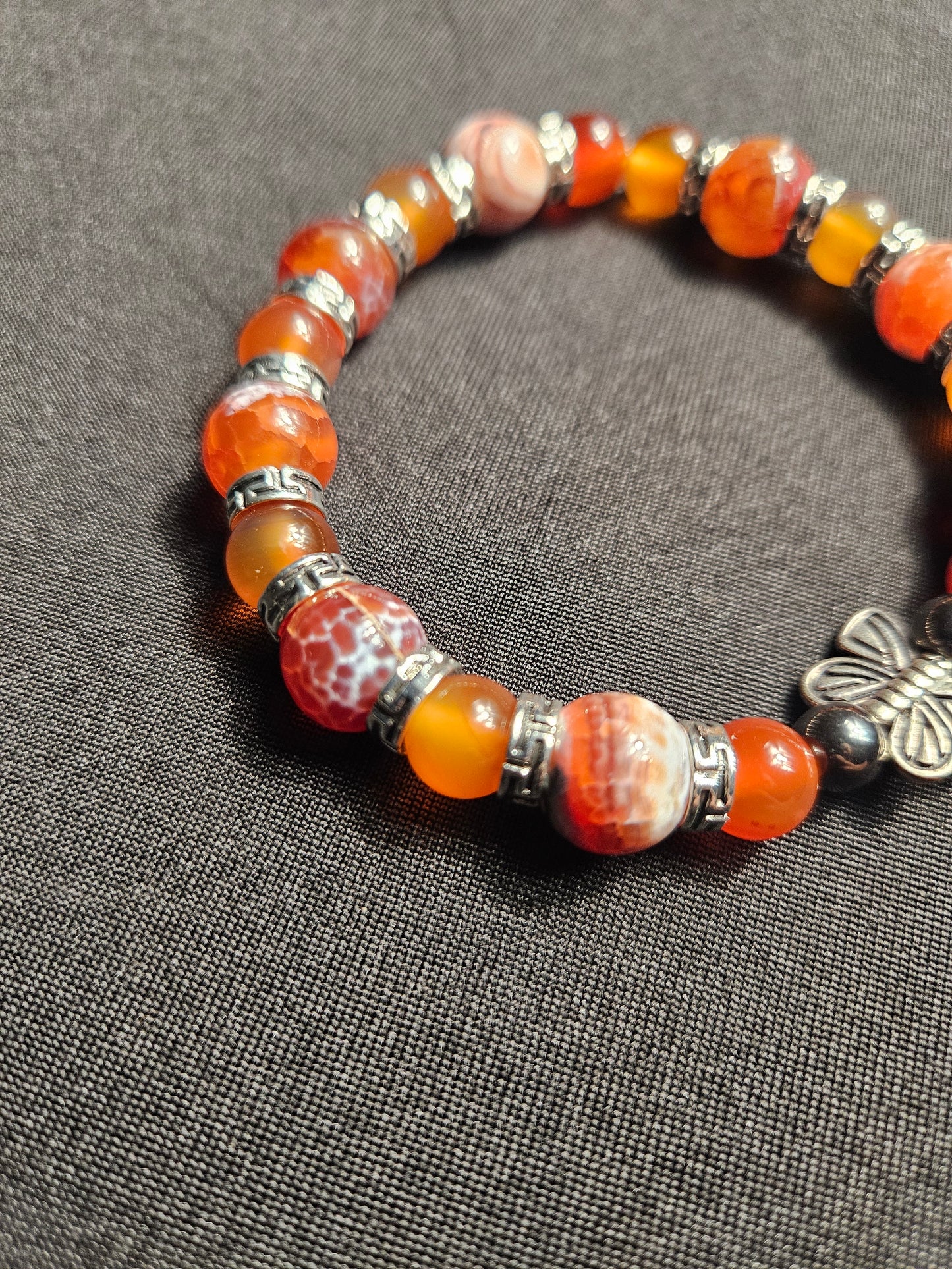 Fire Agate Butterfly Bracelet