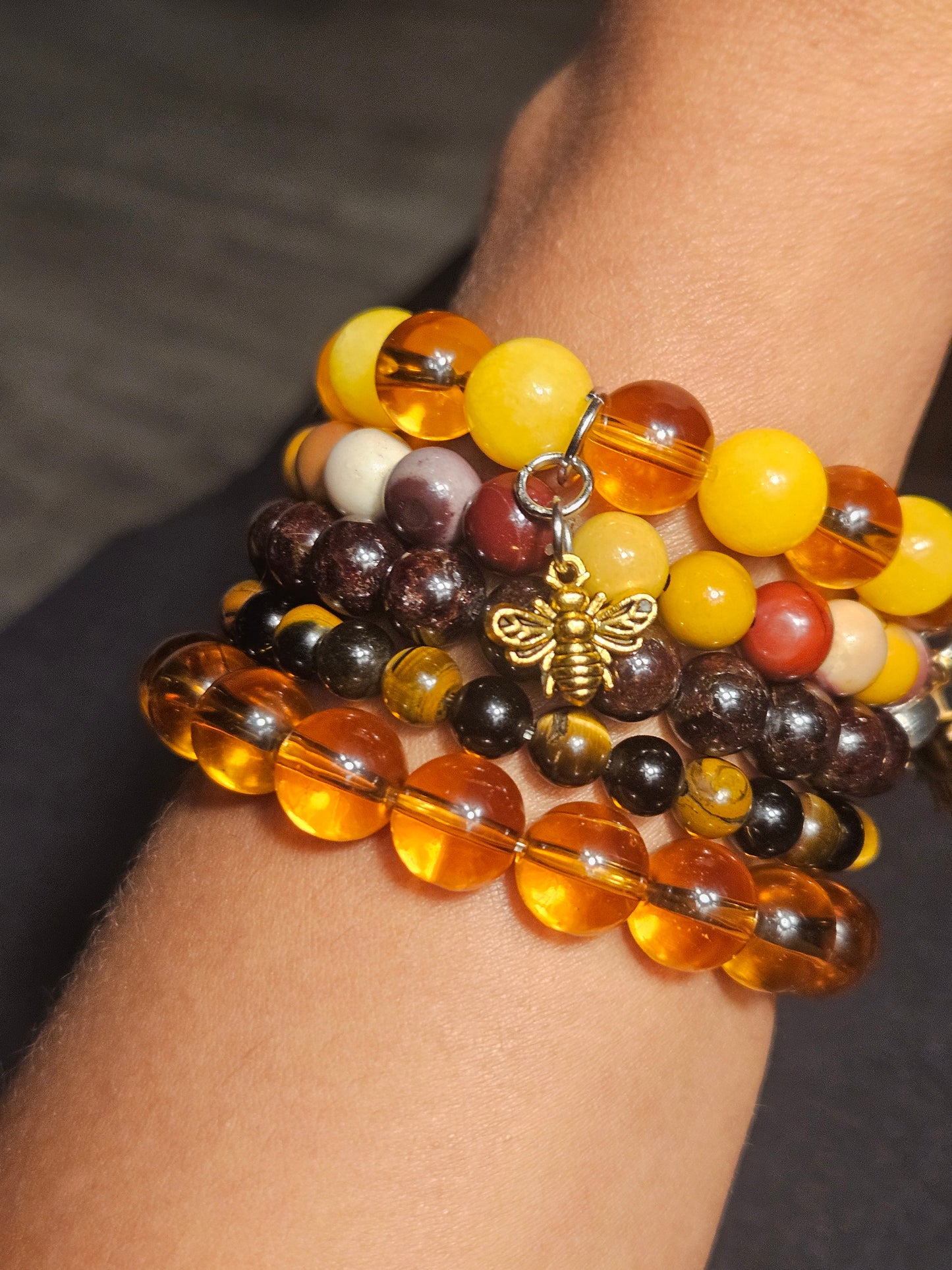 'Sunshine & Honey' Amber& Honey Jade Bracelet