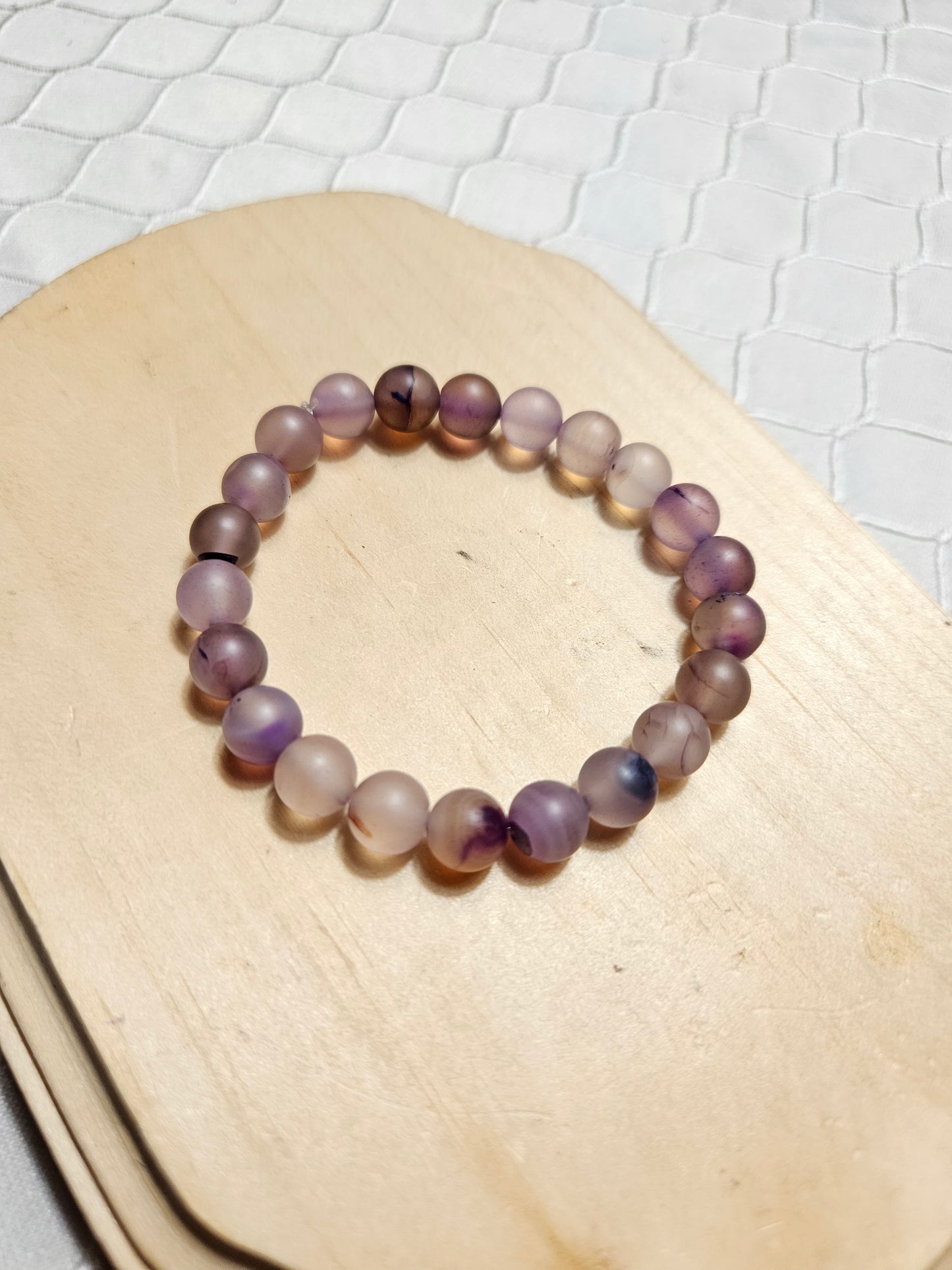 Matte Purple Agate Crystal Beaded Bracelet (8mm)
