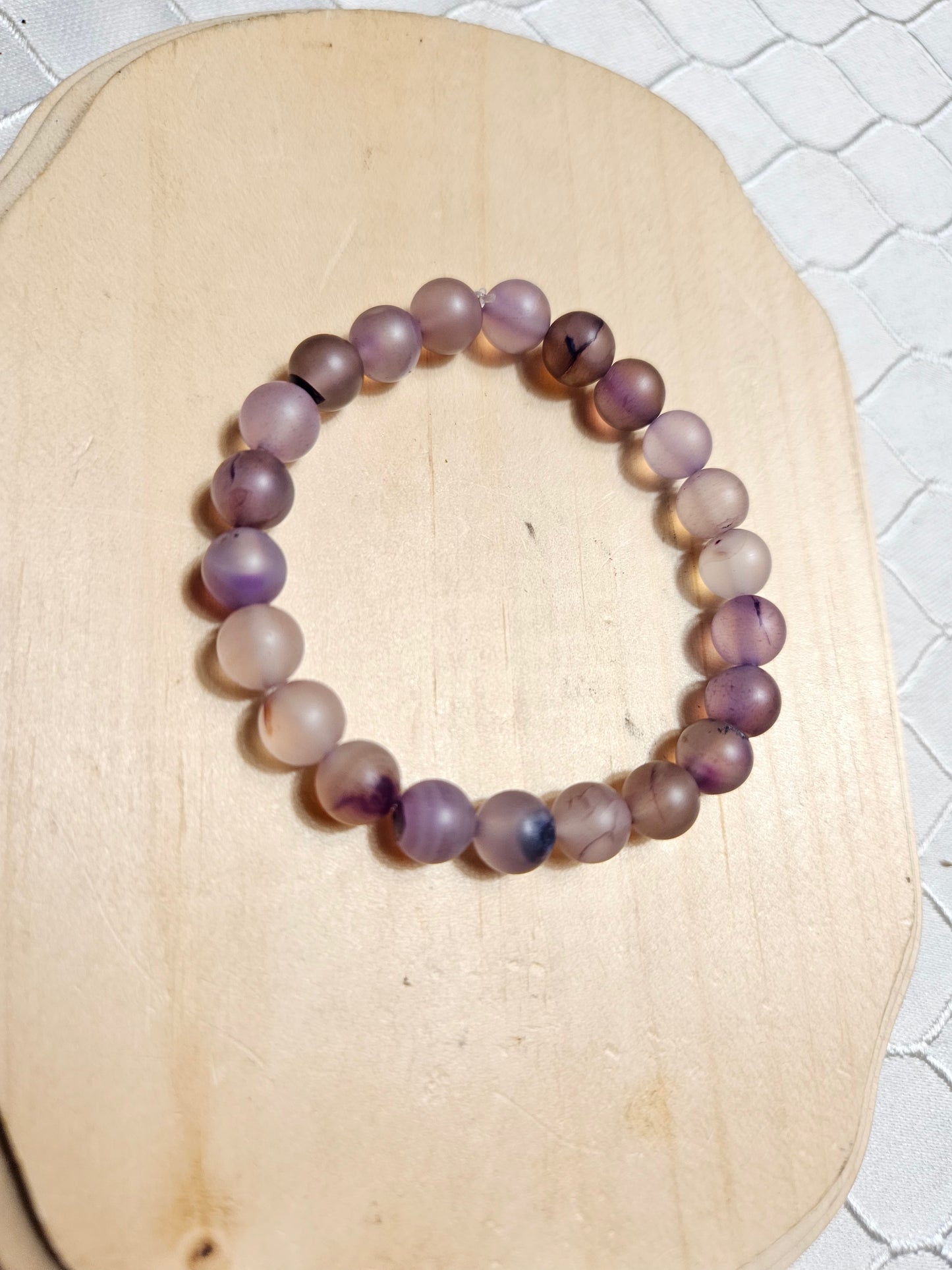 Matte Purple Agate Crystal Beaded Bracelet (8mm)