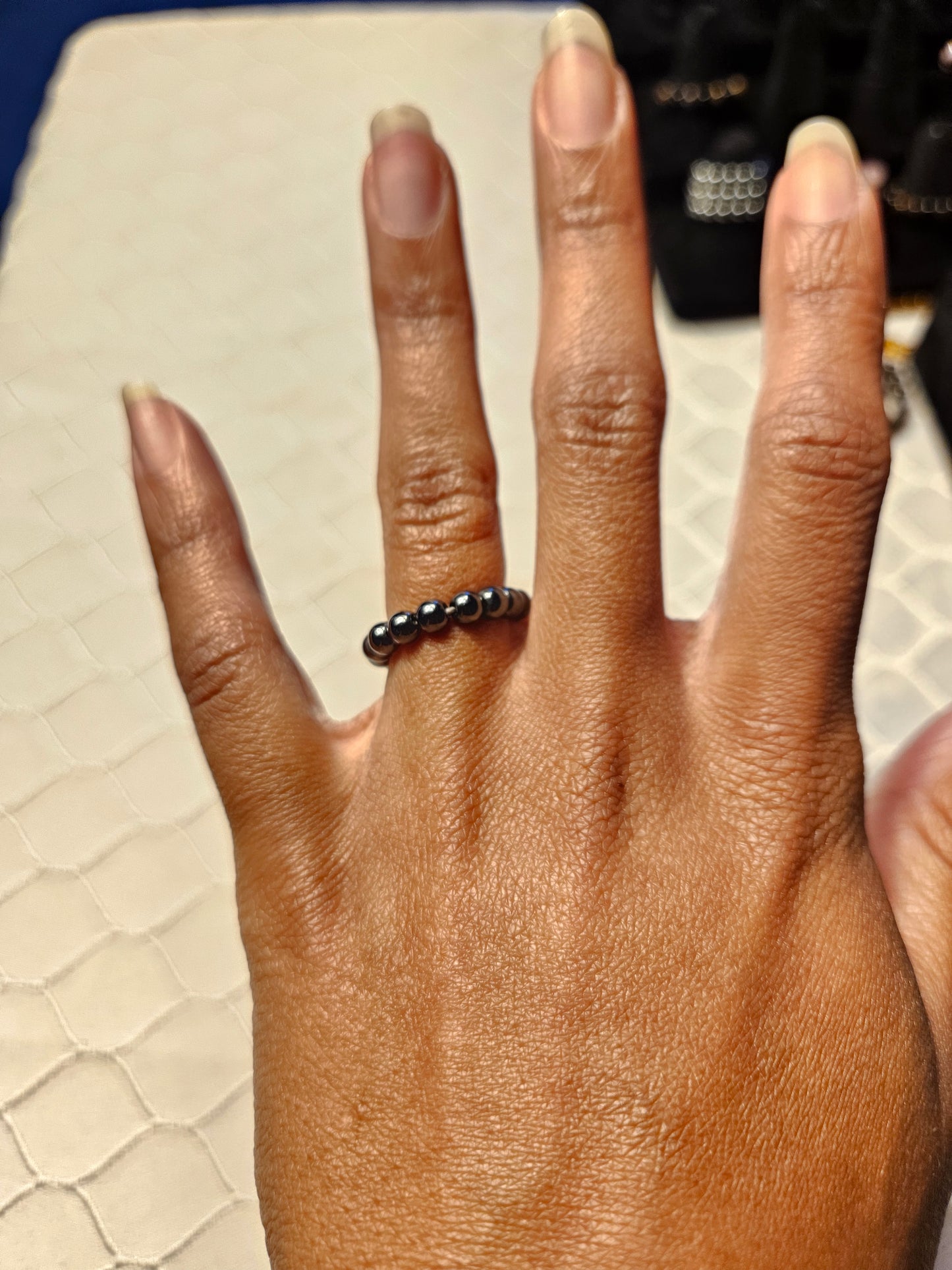 Hematite Crystal Beaded Ring
