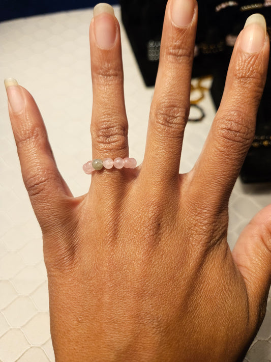 Rose Quartz Crystal Beaded Ring