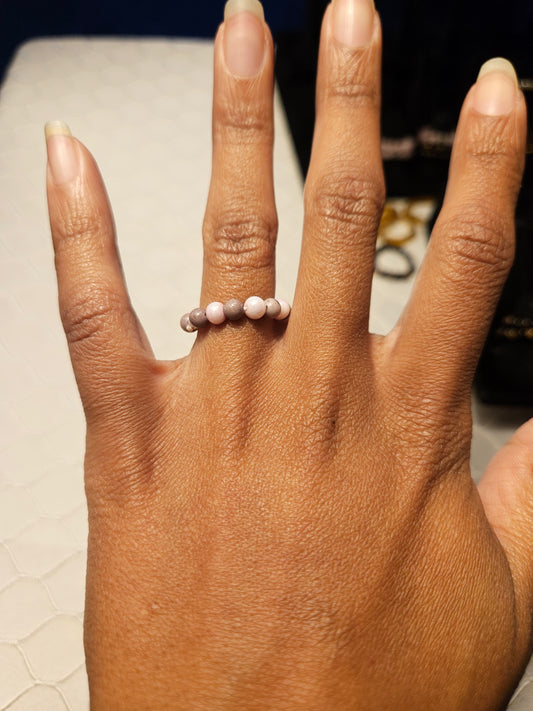 Pink Glass and Purple Agate beaded Ring