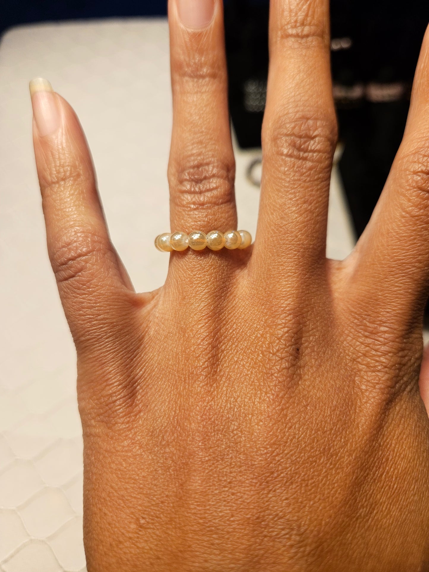 Green Glass Beaded Ring