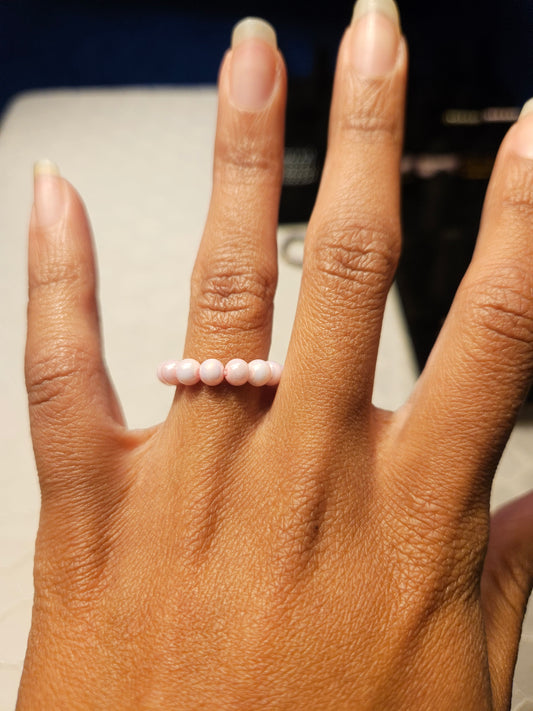 Pink Glass beaded Ring