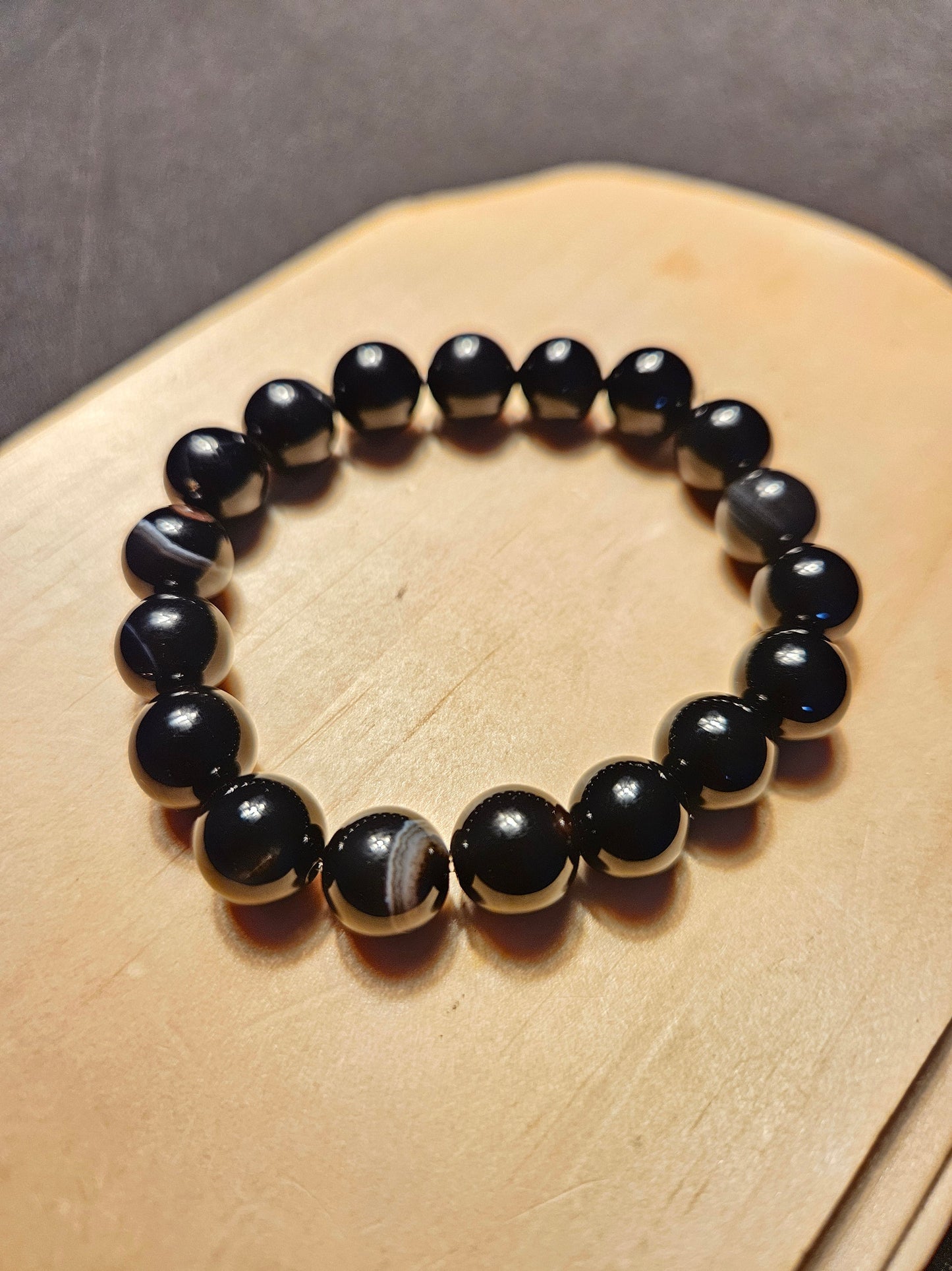 Black Onyx Crystal Beaded Bracelet