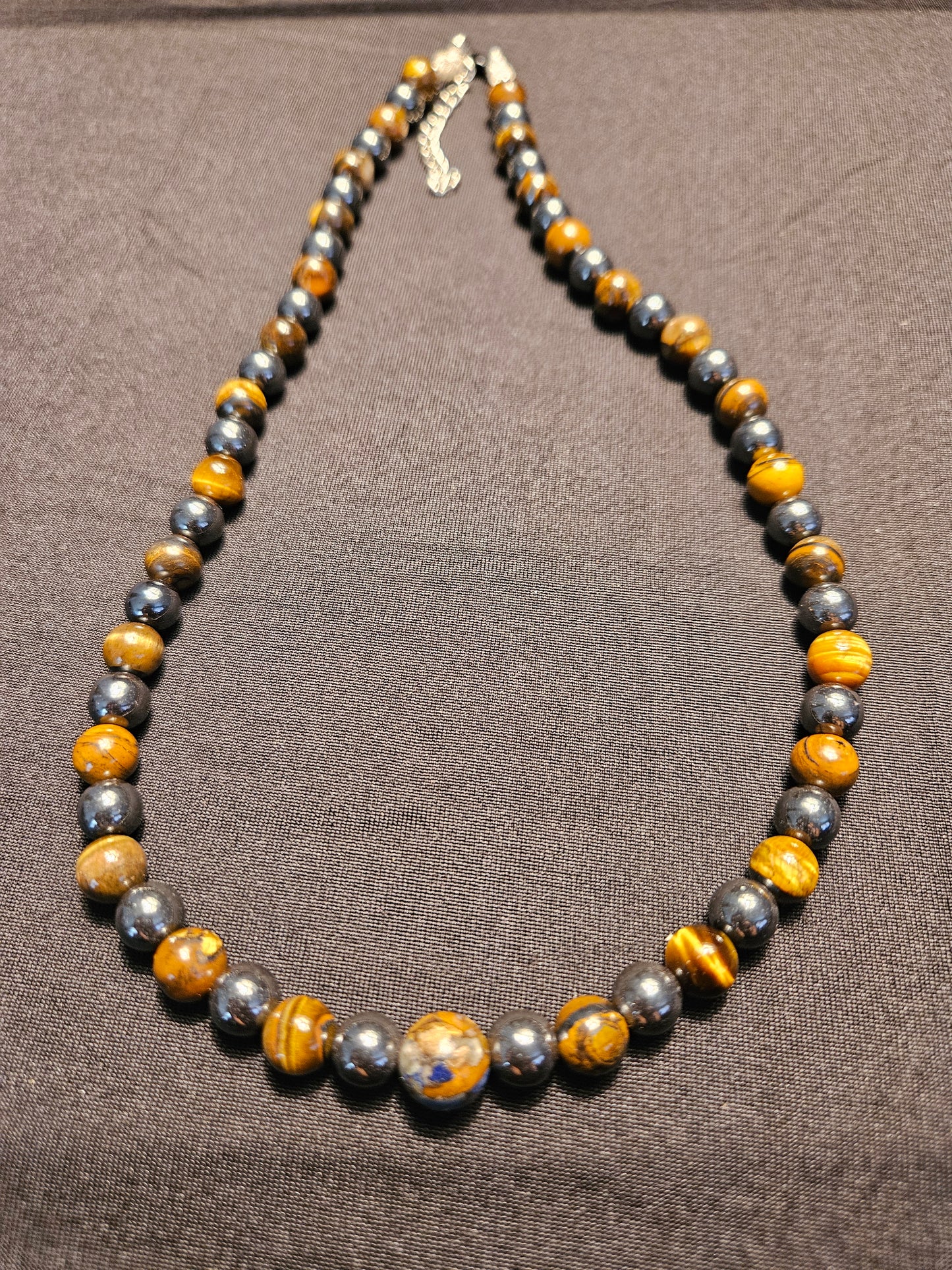 Tiger's Eye & Hematite Beaded Necklace