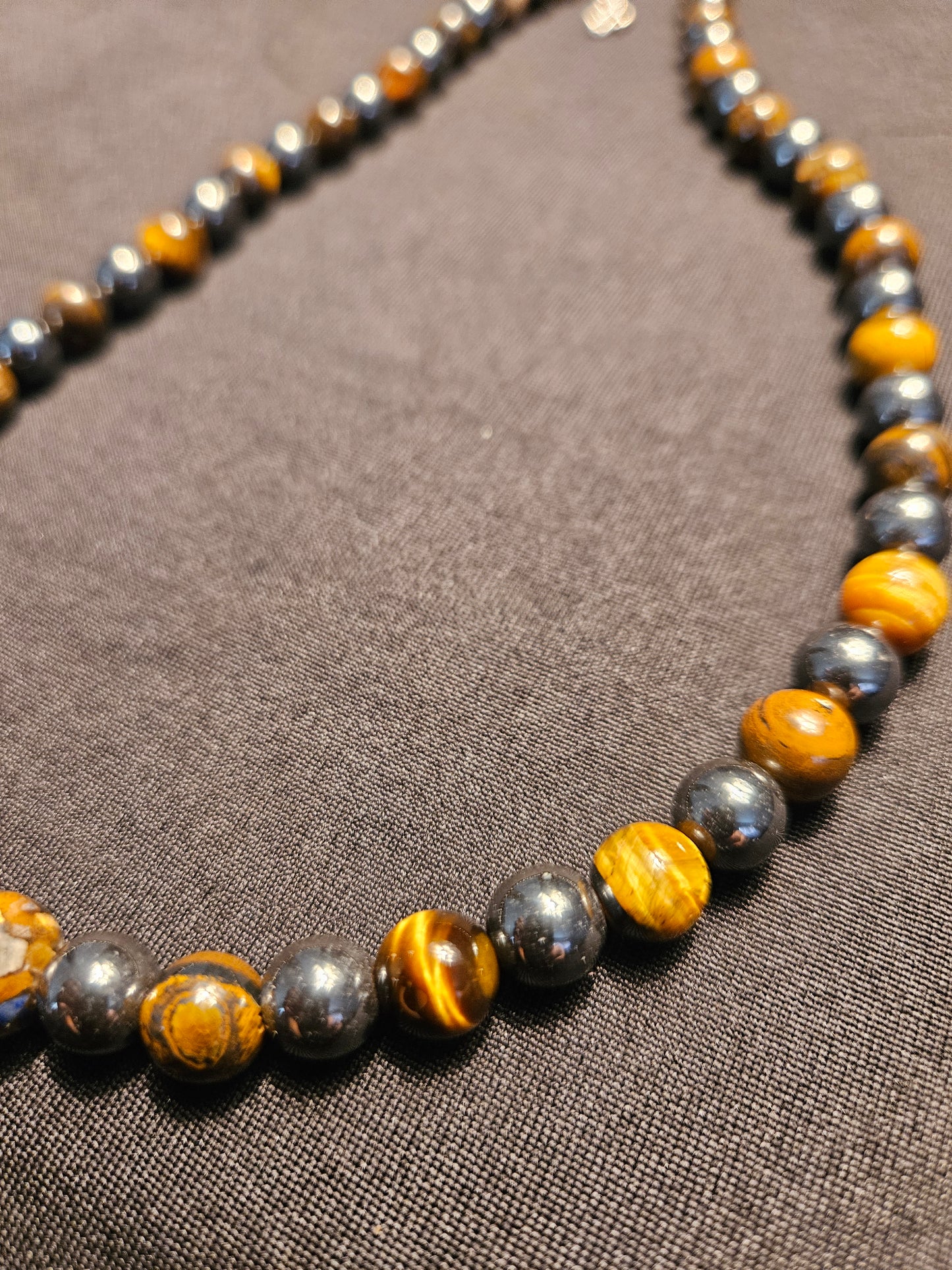 Tiger's Eye & Hematite Beaded Necklace