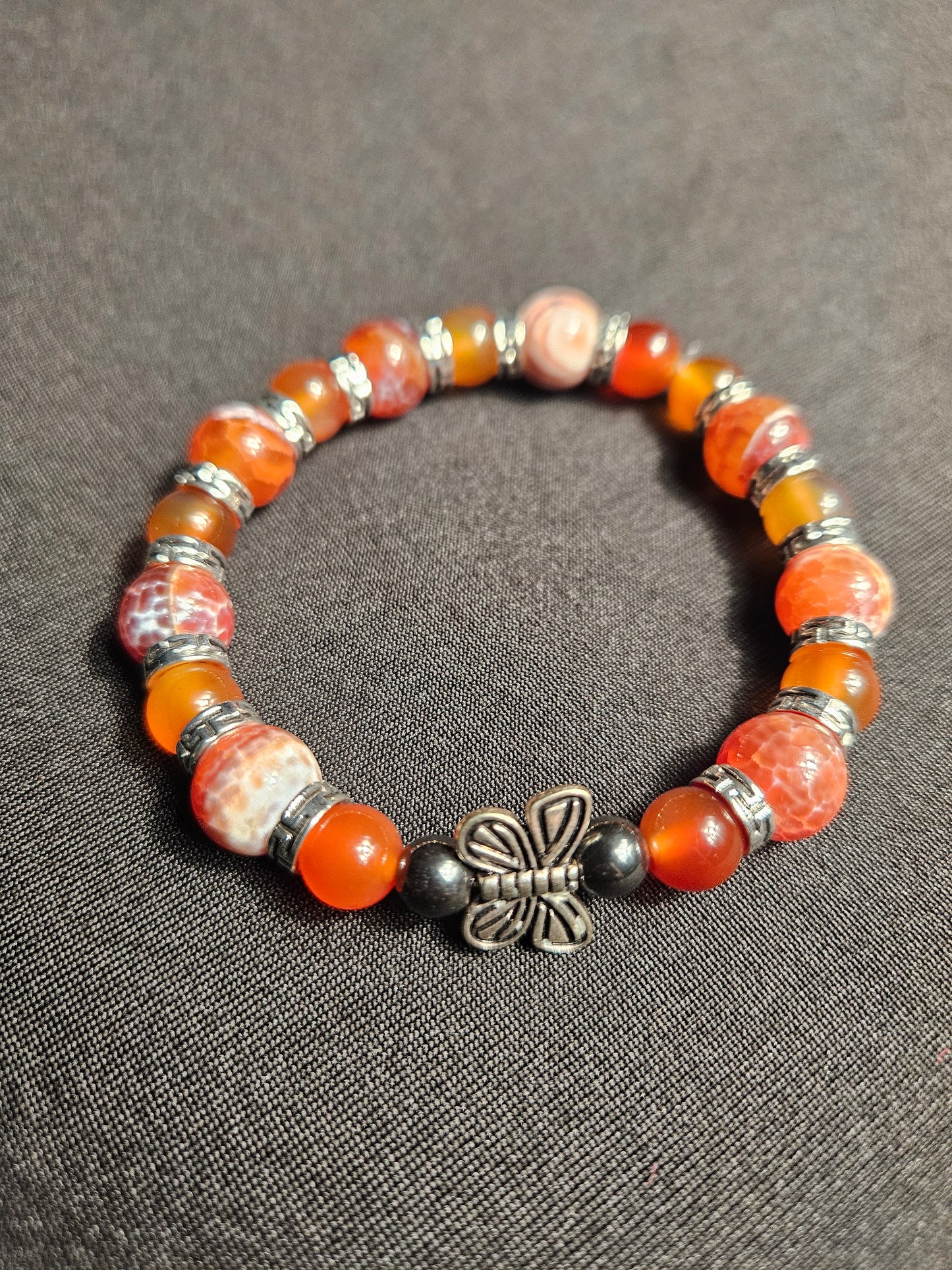 Fire Agate Butterfly Bracelet