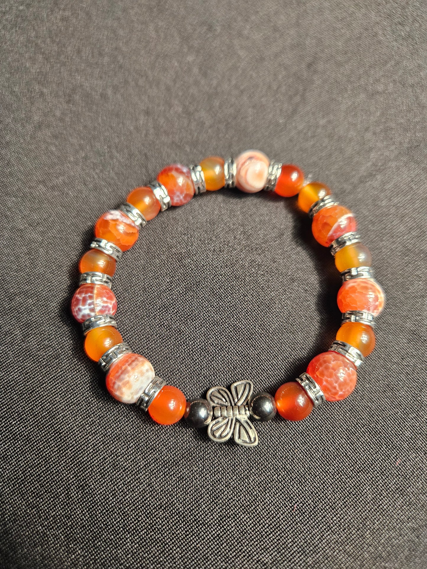Fire Agate Butterfly Bracelet