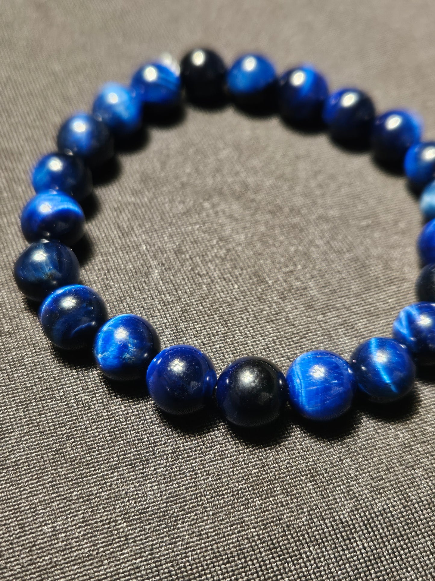 Blue Tiger's Eye Crystal Beaded Bracelet