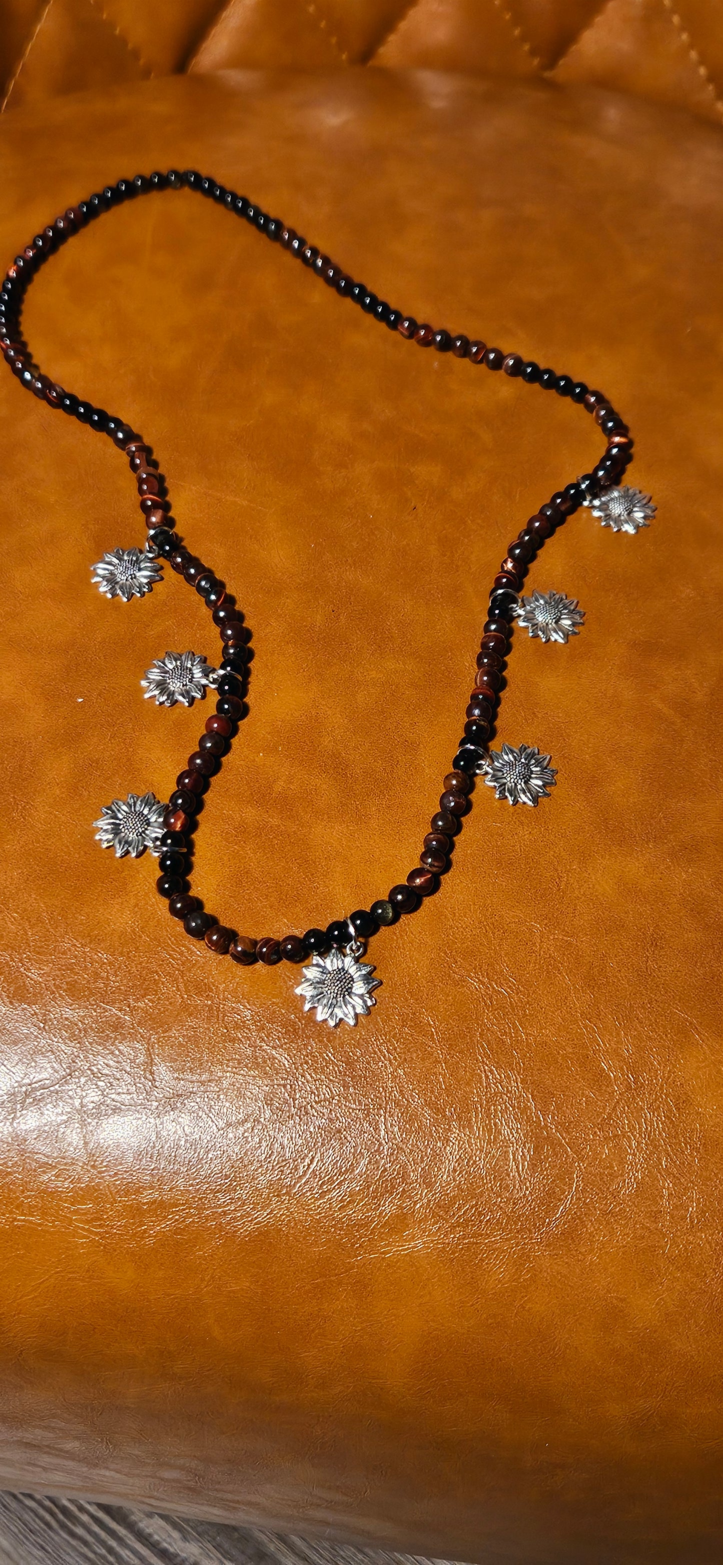 Red Tiger's Eye Sunflower HeadWrap Jewelry