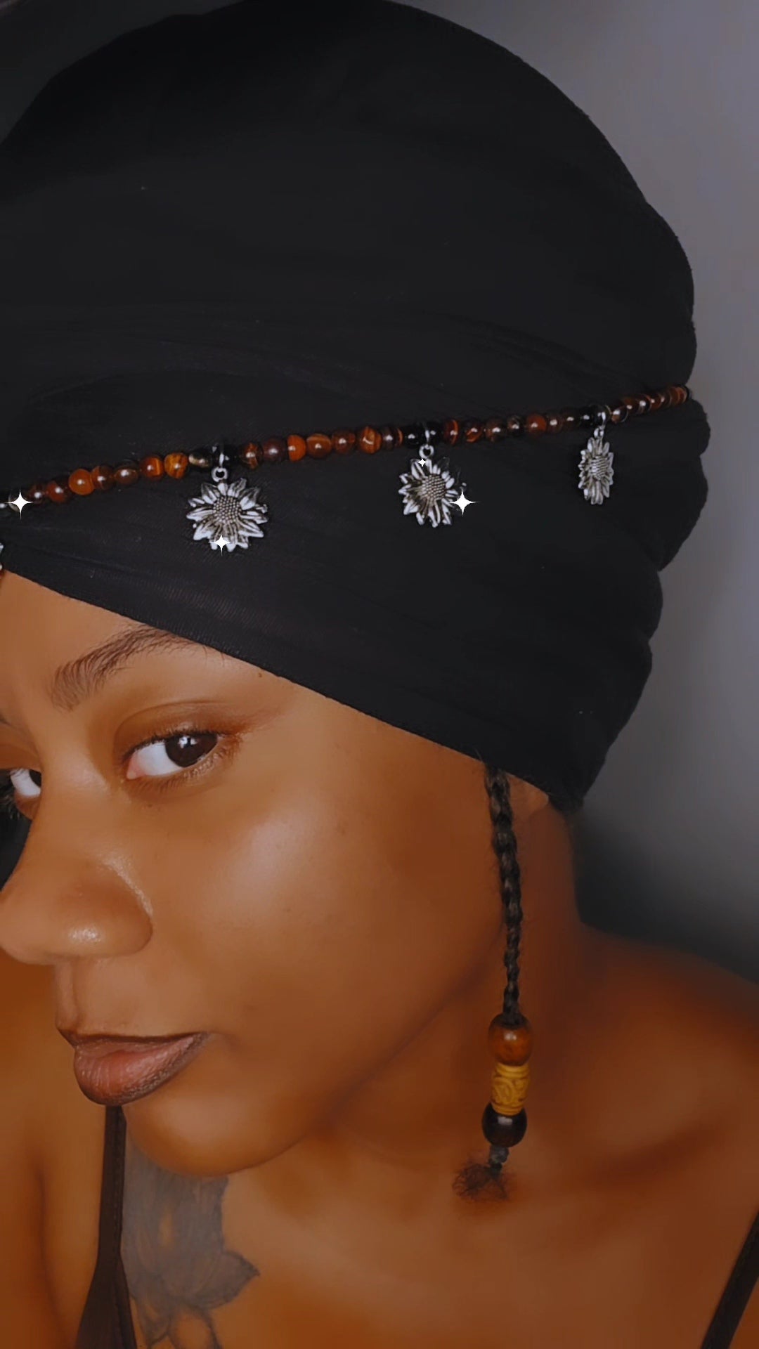 Red Tiger's Eye Sunflower HeadWrap Jewelry